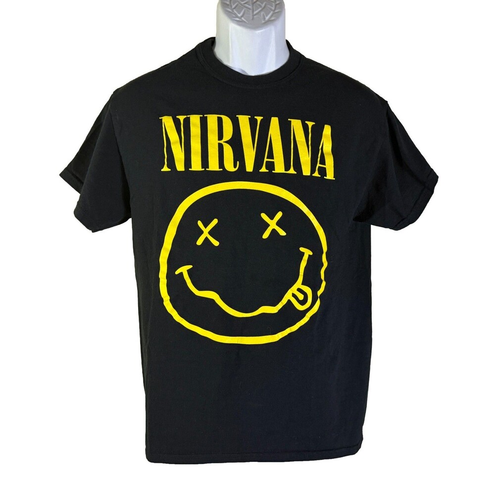 NIRVANA Short Sleeve Pull-Over Black Yellow T-Shirt Medium‎